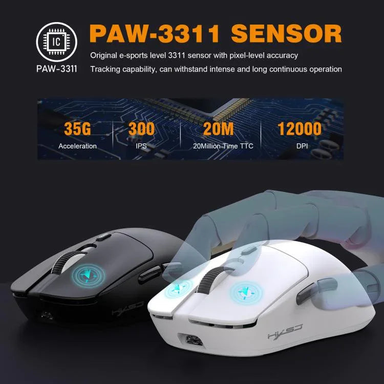 Rato Gaming Leve HXSJ T68 3 Modos com Fios 2.4G BT5.1 Sem Fios, T68
