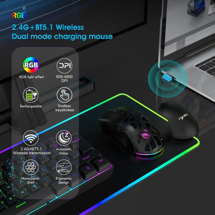 Rato Sem Fios Recarregável HXSJ T26 Modos Duplos 2.4G BT5.1, T26