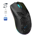 Rato Recarregável RGB Sem Fios HXSJ T66 3 Modos com Fios 2.4G BT5.3, T66