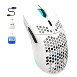 Rato Recarregável RGB Sem Fios HXSJ T66 3 Modos com Fios 2.4G BT5.3, T66