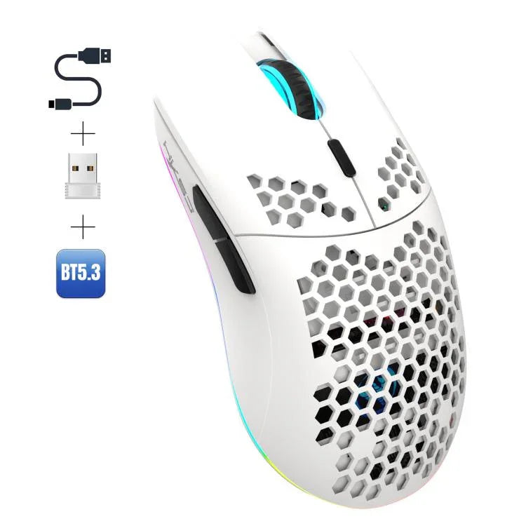 Rato Recarregável RGB Sem Fios HXSJ T66 3 Modos com Fios 2.4G BT5.3, T66