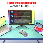 Rato Recarregável RGB Sem Fios HXSJ T66 3 Modos com Fios 2.4G BT5.3, T66