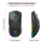 Rato Recarregável RGB Sem Fios HXSJ T66 3 Modos com Fios 2.4G BT5.3, T66