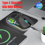 Rato Recarregável RGB Sem Fios HXSJ T66 3 Modos com Fios 2.4G BT5.3, T66