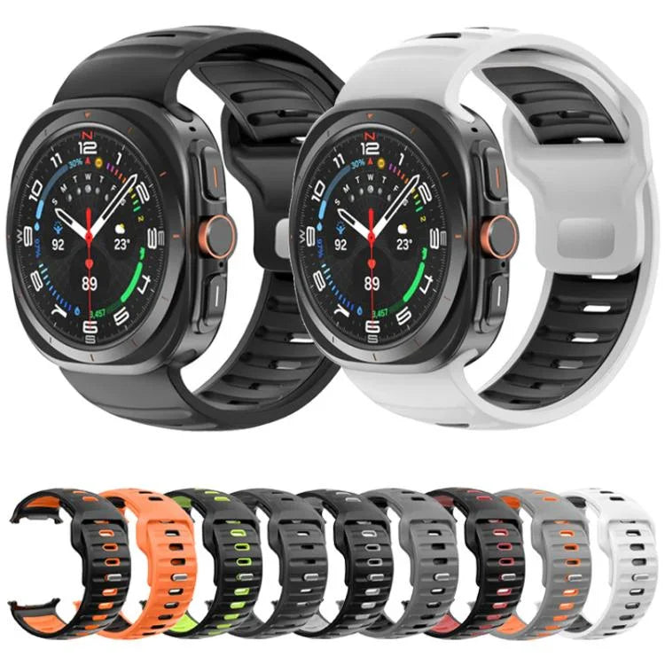 Correia de Relógio em Silicone Bicolor às Riscas, Para Samsung Galaxy Watch Ultra 47mm / Ultra 2025