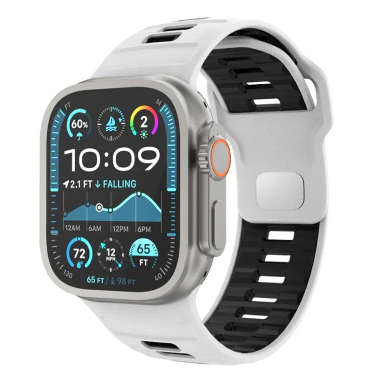 Pulseira de Relógio em Silicone com Fivela Invertida Quadriculada, Para Apple Watch 46mm / 49mm / 45mm / 44mm