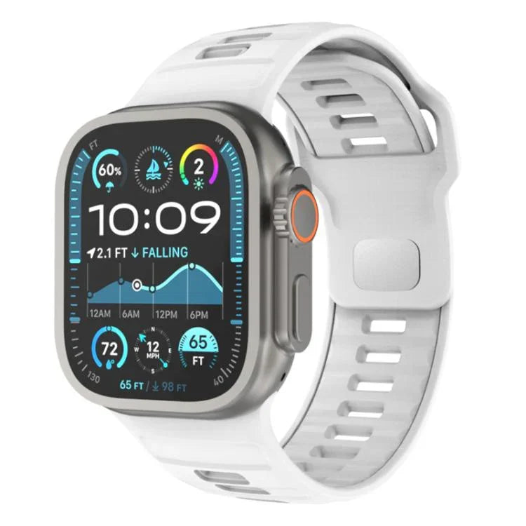 Pulseira de Relógio em Silicone com Fivela Invertida Quadriculada, Para Apple Watch 46mm / 49mm / 45mm / 44mm