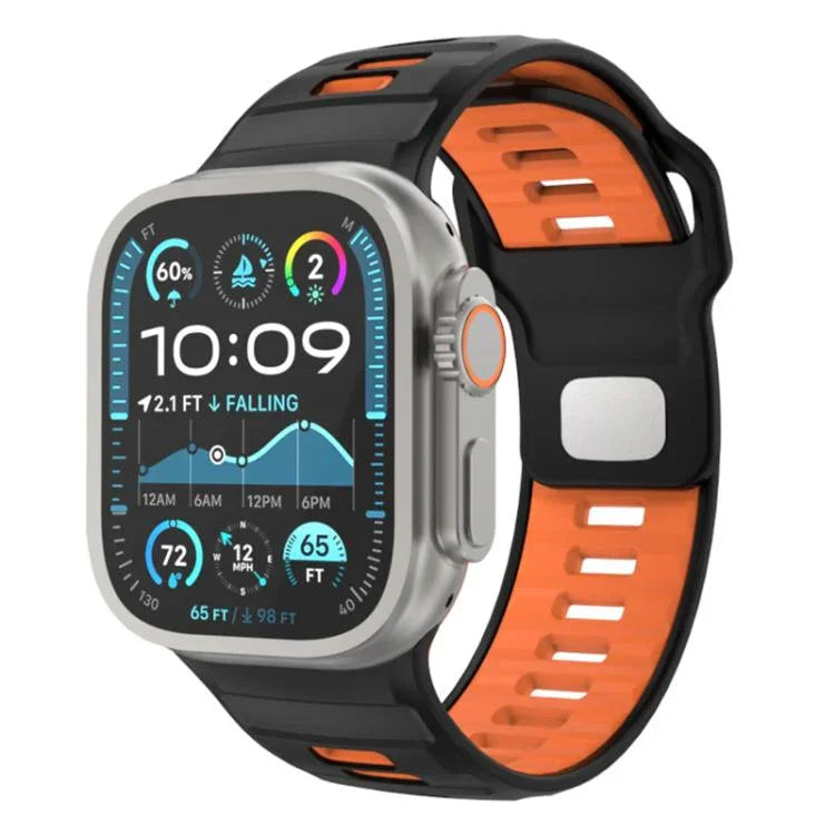 Pulseira de Relógio em Silicone com Fivela Invertida Quadriculada, Para Apple Watch 46mm / 49mm / 45mm / 44mm