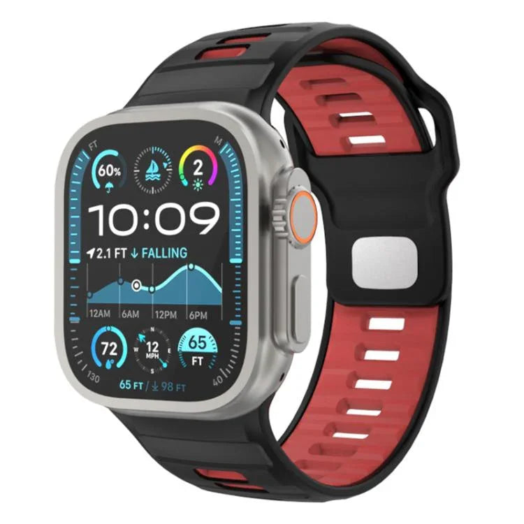 Pulseira de Relógio em Silicone com Fivela Invertida Quadriculada, Para Apple Watch 46mm / 49mm / 45mm / 44mm