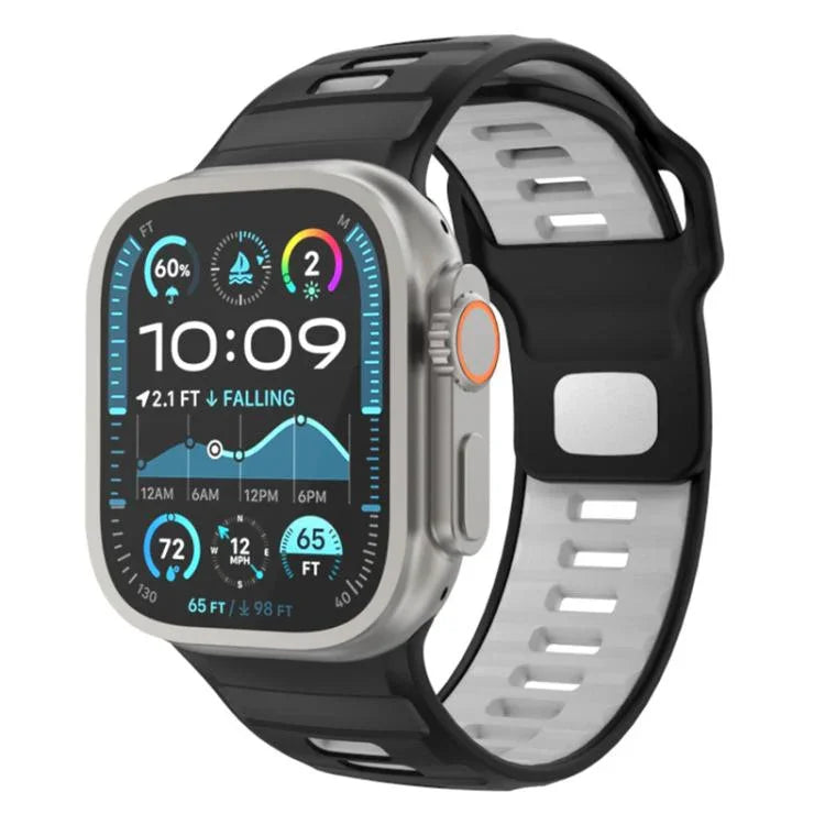 Pulseira de Relógio em Silicone com Fivela Invertida Quadriculada, Para Apple Watch 46mm / 49mm / 45mm / 44mm