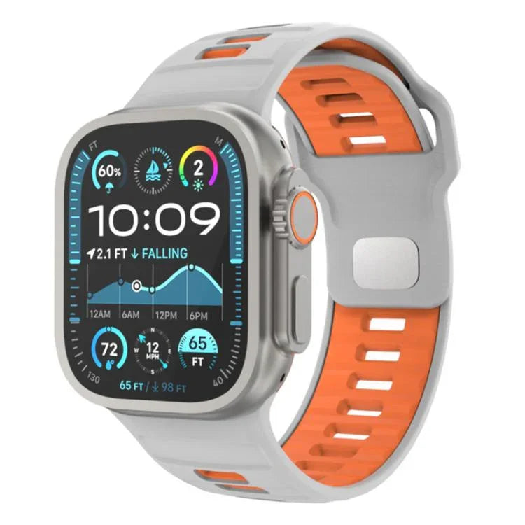 Pulseira de Relógio em Silicone com Fivela Invertida Quadriculada, Para Apple Watch 46mm / 49mm / 45mm / 44mm