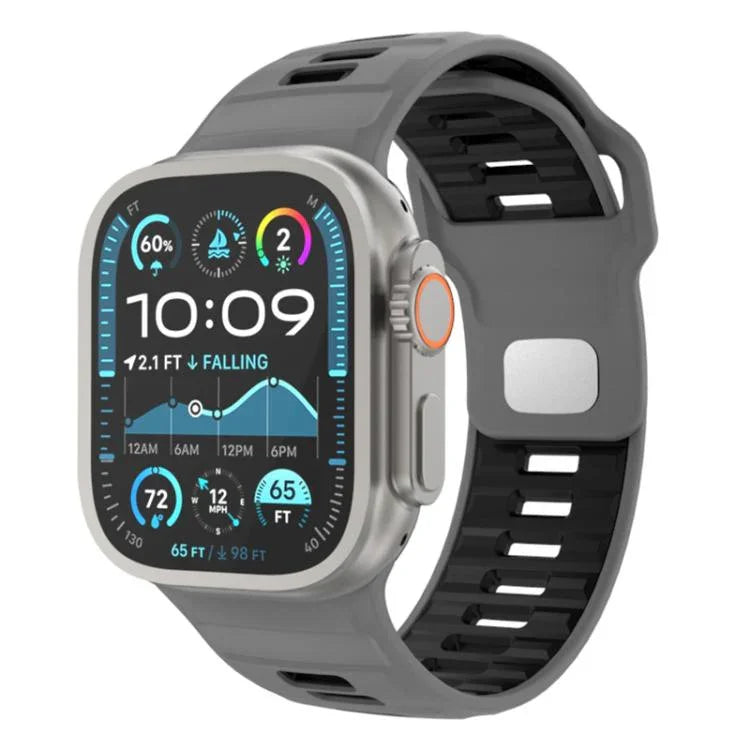 Pulseira de Relógio em Silicone com Fivela Invertida Quadriculada, Para Apple Watch 46mm / 49mm / 45mm / 44mm