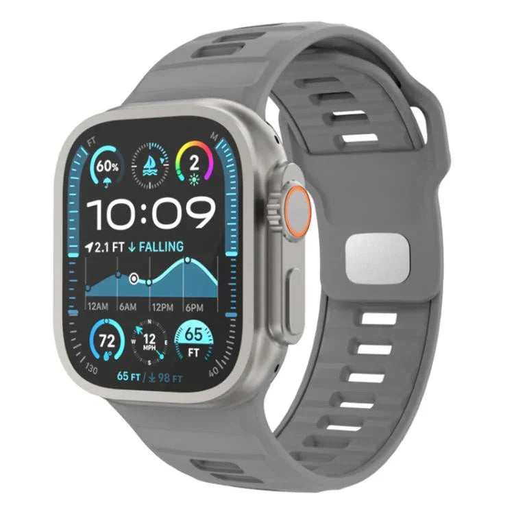Pulseira de Relógio em Silicone com Fivela Invertida Quadriculada, Para Apple Watch 46mm / 49mm / 45mm / 44mm