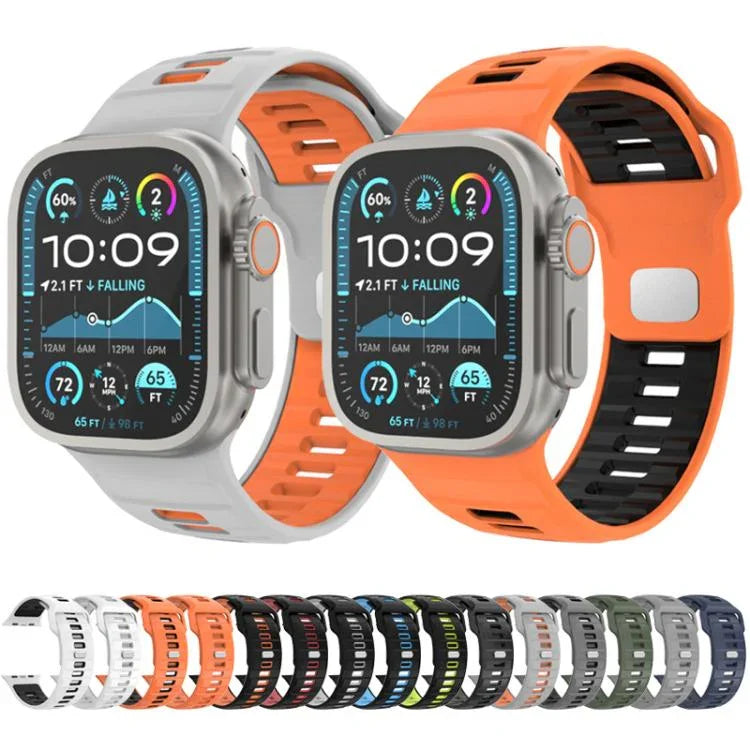 Pulseira de Relógio em Silicone com Fivela Invertida Quadriculada, Para Apple Watch 46mm / 49mm / 45mm / 44mm
