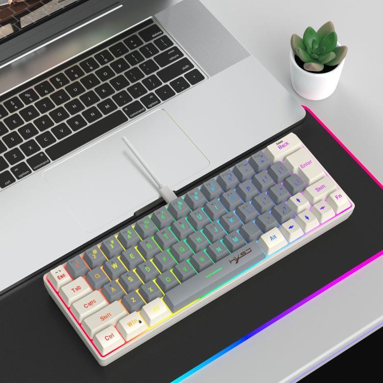 Teclado de Membrana com Retroiluminação RGB e Combinação de Cores HXSJ V400 Com Fios 63 Teclas, Comprimento do Cabo: 1,7m, V400 Bege + Cinzento, V400 Cinzento + Bege, V400 Bege + Cinzento + Laranja, V400 Cinzento + Bege + Laranja