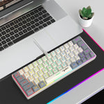 Teclado de Membrana com Retroiluminação RGB e Combinação de Cores HXSJ V400 Com Fios 63 Teclas, Comprimento do Cabo: 1,7m, V400 Bege + Cinzento, V400 Cinzento + Bege, V400 Bege + Cinzento + Laranja, V400 Cinzento + Bege + Laranja