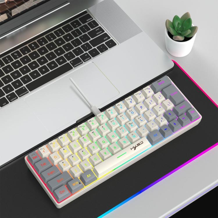 Teclado de Membrana com Retroiluminação RGB e Combinação de Cores HXSJ V400 Com Fios 63 Teclas, Comprimento do Cabo: 1,7m, V400 Bege + Cinzento, V400 Cinzento + Bege, V400 Bege + Cinzento + Laranja, V400 Cinzento + Bege + Laranja