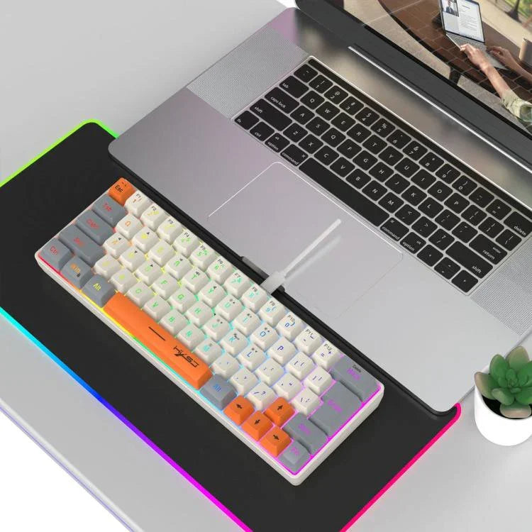 Teclado de Membrana com Retroiluminação RGB e Combinação de Cores HXSJ V400 Com Fios 63 Teclas, Comprimento do Cabo: 1,7m, V400 Bege + Cinzento, V400 Cinzento + Bege, V400 Bege + Cinzento + Laranja, V400 Cinzento + Bege + Laranja