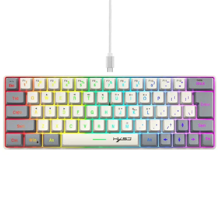 Teclado de Membrana com Retroiluminação RGB e Combinação de Cores HXSJ V400 Com Fios 63 Teclas, Comprimento do Cabo: 1,7m, V400 Bege + Cinzento, V400 Cinzento + Bege, V400 Bege + Cinzento + Laranja, V400 Cinzento + Bege + Laranja