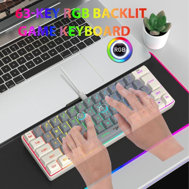 Teclado de Membrana com Retroiluminação RGB e Combinação de Cores HXSJ V400 Com Fios 63 Teclas, Comprimento do Cabo: 1,7m, V400 Bege + Cinzento, V400 Cinzento + Bege, V400 Bege + Cinzento + Laranja, V400 Cinzento + Bege + Laranja