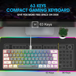 Teclado de Membrana com Retroiluminação RGB e Combinação de Cores HXSJ V400 Com Fios 63 Teclas, Comprimento do Cabo: 1,7m, V400 Bege + Cinzento, V400 Cinzento + Bege, V400 Bege + Cinzento + Laranja, V400 Cinzento + Bege + Laranja
