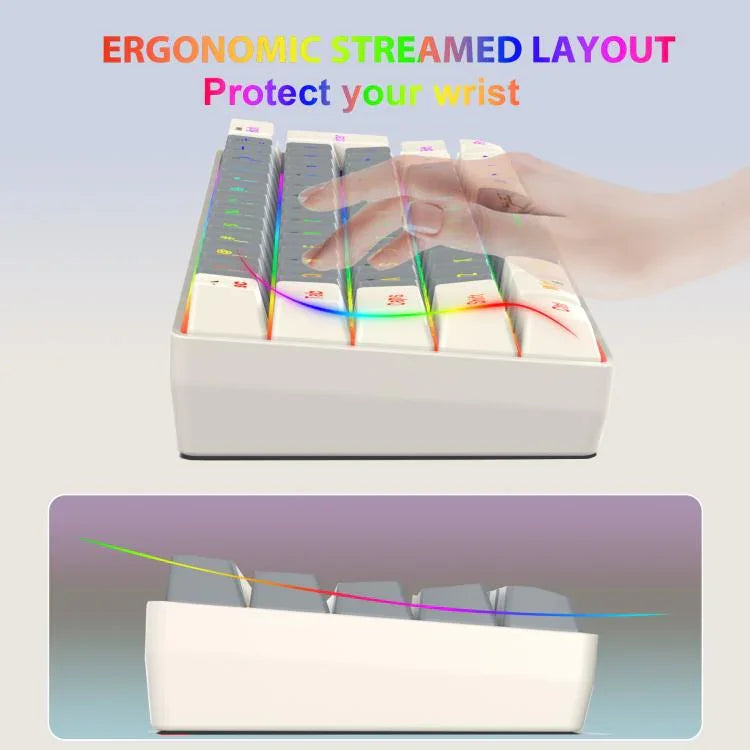 Teclado de Membrana com Retroiluminação RGB e Combinação de Cores HXSJ V400 Com Fios 63 Teclas, Comprimento do Cabo: 1,7m, V400 Bege + Cinzento, V400 Cinzento + Bege, V400 Bege + Cinzento + Laranja, V400 Cinzento + Bege + Laranja