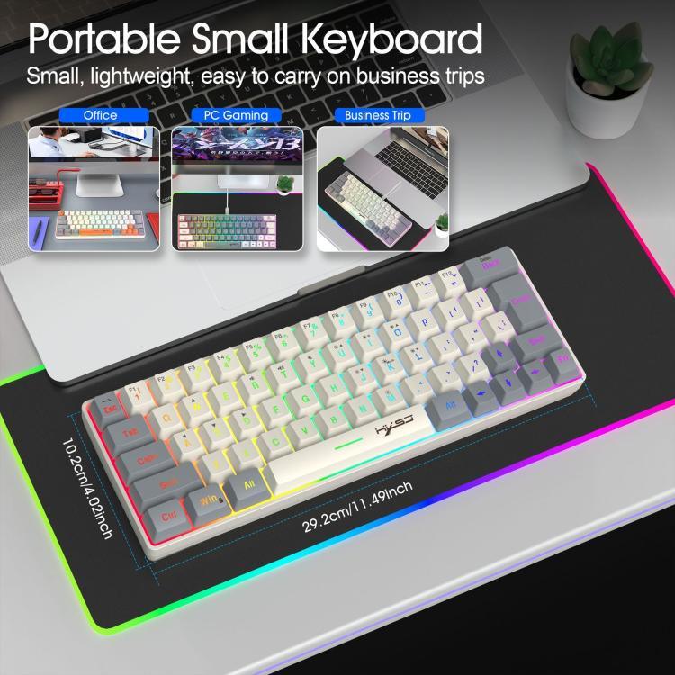 Teclado de Membrana com Retroiluminação RGB e Combinação de Cores HXSJ V400 Com Fios 63 Teclas, Comprimento do Cabo: 1,7m, V400 Bege + Cinzento, V400 Cinzento + Bege, V400 Bege + Cinzento + Laranja, V400 Cinzento + Bege + Laranja