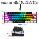 Teclado de Membrana com Retroiluminação RGB HXSJ V700WB Com Fios 61 Teclas, Comprimento do Cabo: 1,7m, V700WB