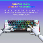Teclado de Membrana com Retroiluminação RGB HXSJ V700WB Com Fios 61 Teclas, Comprimento do Cabo: 1,7m, V700WB