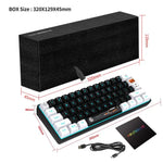 Teclado de Membrana com Retroiluminação RGB HXSJ V700WB Com Fios 61 Teclas, Comprimento do Cabo: 1,7m, V700WB