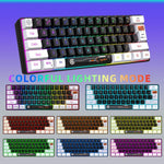 Teclado de Membrana com Retroiluminação RGB HXSJ V700WB Com Fios 61 Teclas, Comprimento do Cabo: 1,7m, V700WB