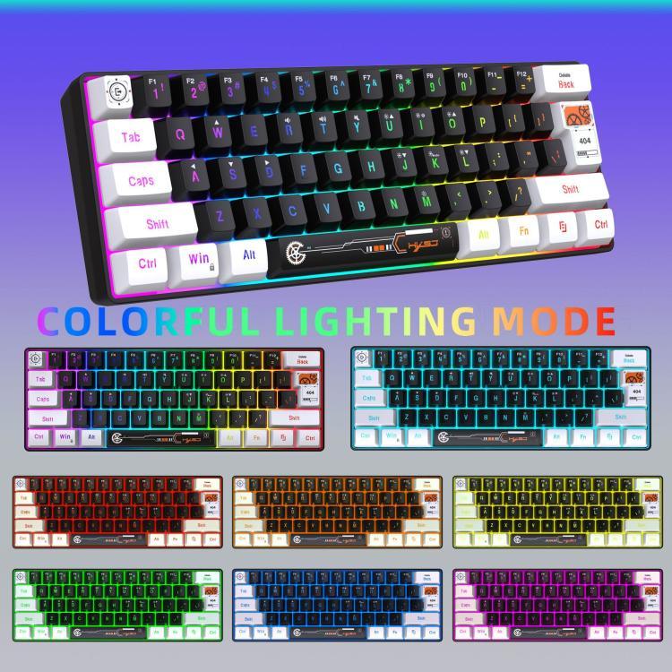 Teclado de Membrana com Retroiluminação RGB HXSJ V700WB Com Fios 61 Teclas, Comprimento do Cabo: 1,7m, V700WB