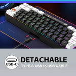 Teclado de Membrana com Retroiluminação RGB HXSJ V700WB Com Fios 61 Teclas, Comprimento do Cabo: 1,7m, V700WB