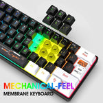 Teclado de Membrana com Retroiluminação RGB HXSJ V700WB Com Fios 61 Teclas, Comprimento do Cabo: 1,7m, V700WB
