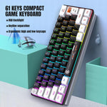 Teclado de Membrana com Retroiluminação RGB HXSJ V700WB Com Fios 61 Teclas, Comprimento do Cabo: 1,7m, V700WB