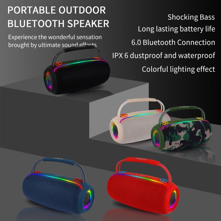 Colunas Sem Fios Portáteis PRO13 20W para Exterior IPX5 Barra de Som Estéreo Subwoofer RGB
