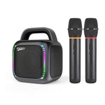 Coluna Bluetooth Portátil RGB MS6K para Karaoke Exterior Subwoofer, Sem Microfone, Microfone Duplo