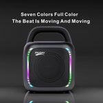 Coluna Bluetooth Portátil RGB MS6K para Karaoke Exterior Subwoofer, Sem Microfone, Microfone Duplo