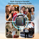 Coluna Bluetooth Portátil RGB MS6K para Karaoke Exterior Subwoofer, Sem Microfone, Microfone Duplo