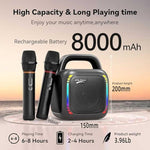 Coluna Bluetooth Portátil RGB MS6K para Karaoke Exterior Subwoofer, Sem Microfone, Microfone Duplo