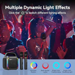 Coluna Bluetooth Portátil RGB MS6K para Karaoke Exterior Subwoofer, Sem Microfone, Microfone Duplo
