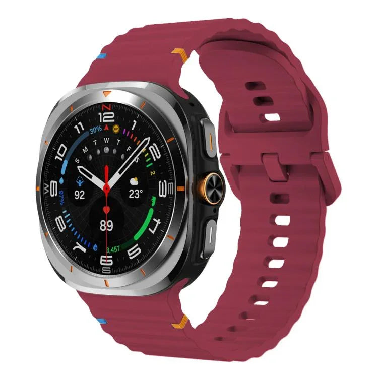For Samsung Galaxy Watch8 Classic 46mm / Watch8 44mm / 40mm xDfind Wavy Grain Stitched Silicone Watch Band, L
