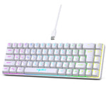 Teclado Mecânico com Retroiluminação RGB Versão Russa HXSJ V200 Com Fios 68 Teclas, Comprimento do Cabo: 1,7m, V200 Versão Russa Branco