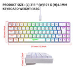 Teclado Mecânico com Retroiluminação RGB Versão Russa HXSJ V200 Com Fios 68 Teclas, Comprimento do Cabo: 1,7m, V200 Versão Russa Branco