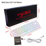 Teclado Mecânico com Retroiluminação RGB Versão Russa HXSJ V200 Com Fios 68 Teclas, Comprimento do Cabo: 1,7m, V200 Versão Russa Branco