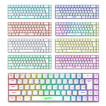 Teclado Mecânico com Retroiluminação RGB Versão Russa HXSJ V200 Com Fios 68 Teclas, Comprimento do Cabo: 1,7m, V200 Versão Russa Branco