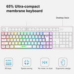 Teclado Mecânico com Retroiluminação RGB Versão Russa HXSJ V200 Com Fios 68 Teclas, Comprimento do Cabo: 1,7m, V200 Versão Russa Branco