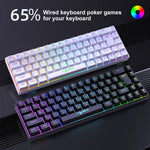 Teclado Mecânico com Retroiluminação RGB Versão Russa HXSJ V200 Com Fios 68 Teclas, Comprimento do Cabo: 1,7m, V200 Versão Russa Branco