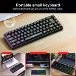 Teclado Mecânico com Retroiluminação RGB Versão Russa HXSJ V200 Com Fios 68 Teclas, Comprimento do Cabo: 1,7m, V200 Versão Russa Branco