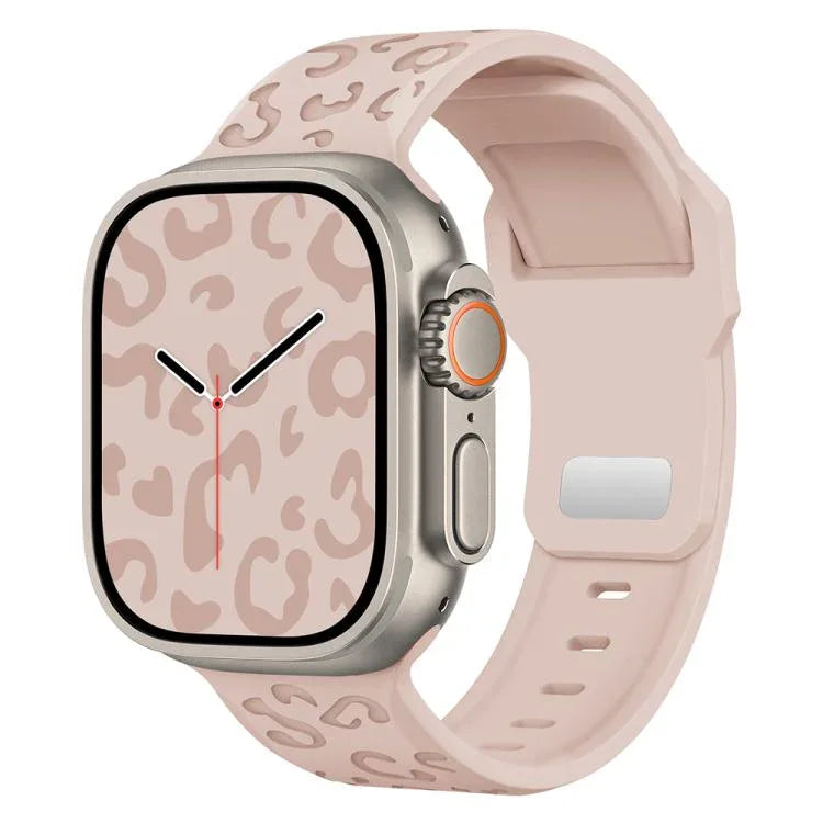 Buckle Concave Leopard Silicone Watch Band, For Apple Watch 46mm / 49mm / 45mm / 44mm, For Apple Watch 42mm / 41mm / 40mm / 38mm